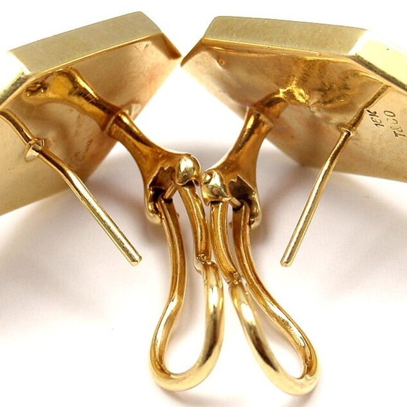 Rare! Authentic Tiffany & Co 18k Yellow Gold Black Jade Mother of Pearl Earrings - Picture 11 of 12